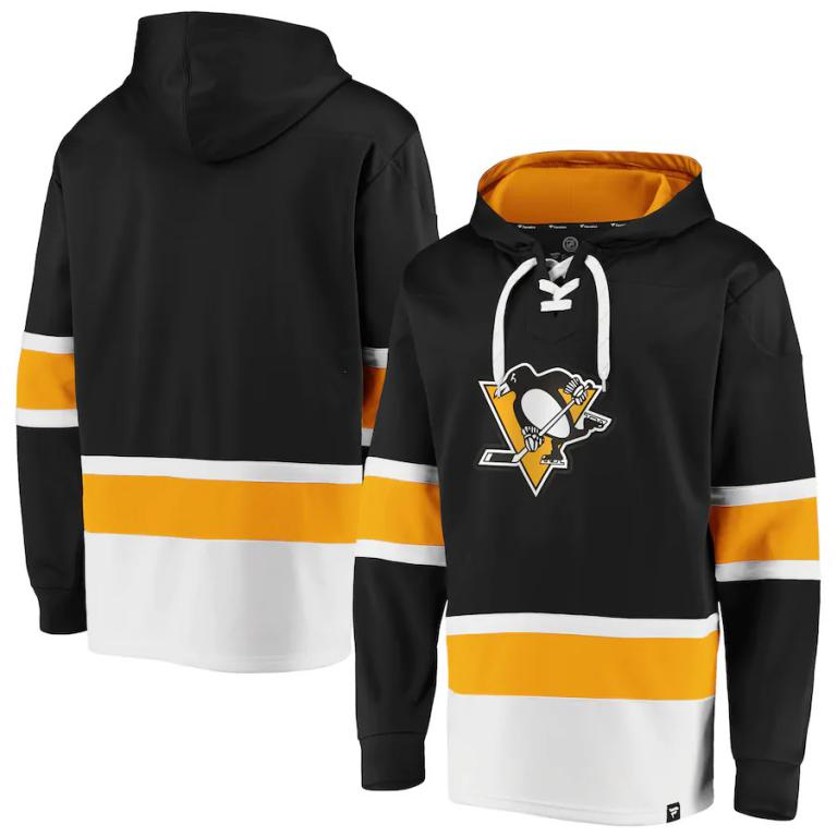 Youth Black Pittsburgh Penguins Ageless Must-Have Lace-Up Pullover Hoodie