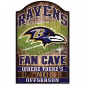Baltimore Ravens 11 x 17 Wood Fan Cave Sign