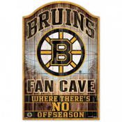 Boston Bruins 11 x 17 Wood Fan Cave Sign