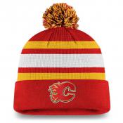 Calgary Flames Fanatics Branded Red/Yellow 2020 NHL Draft - Authentic Pro Cuffed Pom Knit Hat