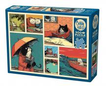 Cobble Hill - 500 pc. Puzzle - Cats Chillin with Books