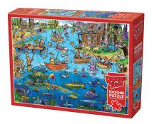 Cobble Hill - 1000 pc. Puzzle - Doodletown: Gone Fishing