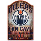 Edmonton Oilers 11 x17 Wood Fan Cave Sign