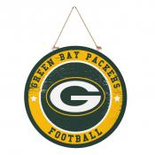 Green Bay Packers 18x18 Round Wood Sign With Hanging Rope