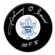 Johnny Bower HOF 76 Autographed Puck
