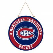 Montreal Canadiens 18x18 Round Wood Sign With Hanging Rope