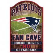 New England Patriots 11 x 17 Wood Fan Cave Sign