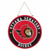 Ottawa Senators 18x18 Round Wood Sign With Hanging Rope