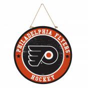 Philadelphia Flyers 18x18 Round Wood Sign With Hanging Rope