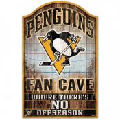Pittsburgh Penguins 11 x 17 Wood Fan Cave Sign