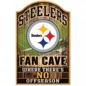 Pittsburgh Steelers 11 x 17 Wood Fan Cave Sign