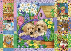 Cobble Hill - 1000 pc. Puzzle - Puppies and Posies