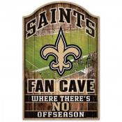 New Orleans Saints 11 x 17 Wood Fan Cave Sign